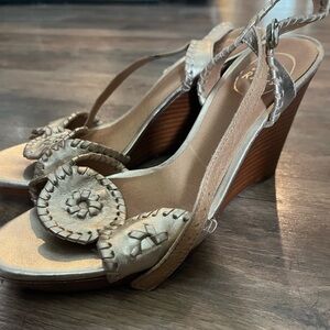 Jack Rogers Gold Wedges
